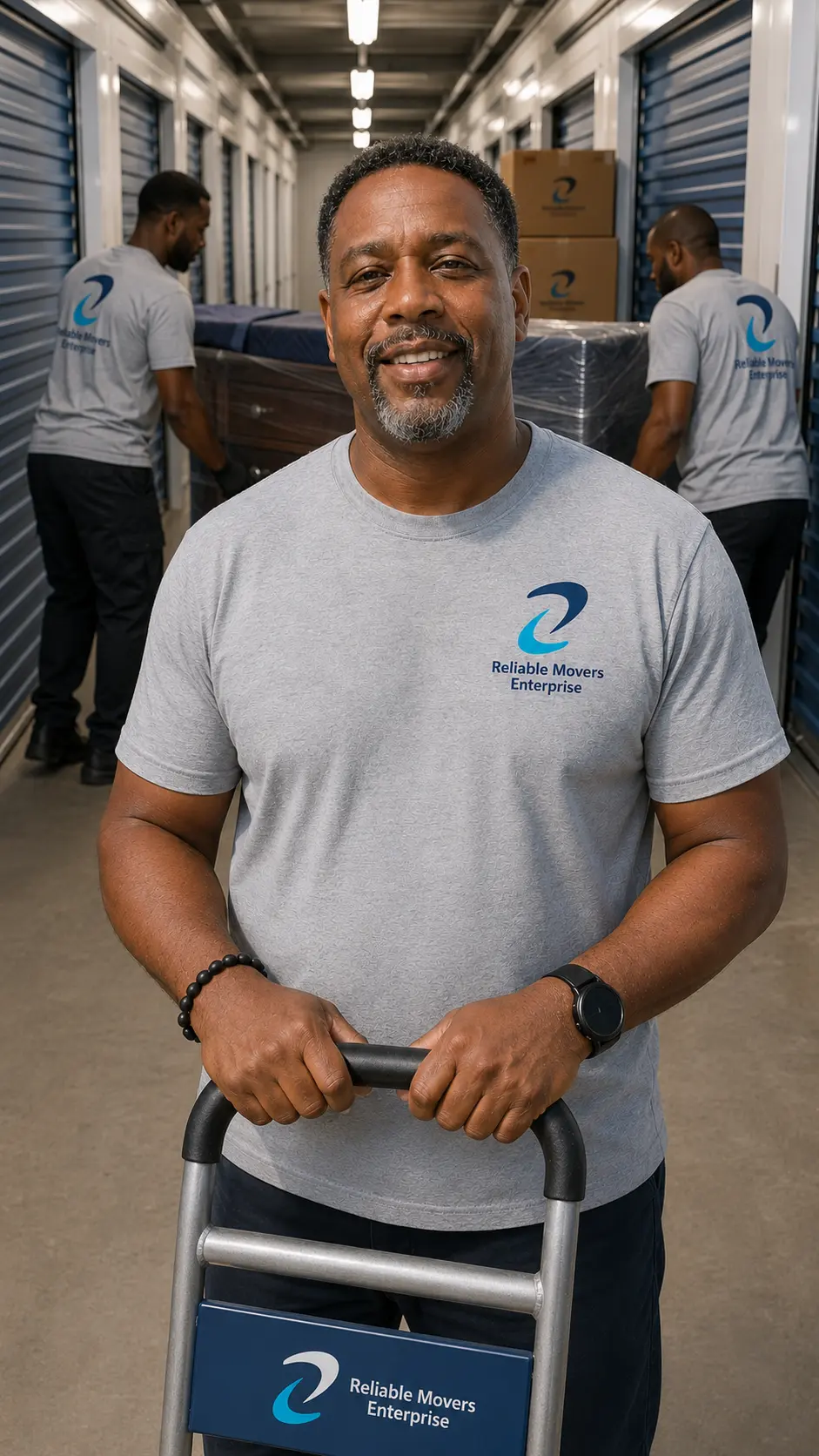 Marcus with the Reliable Movers Enterprise storage moving team